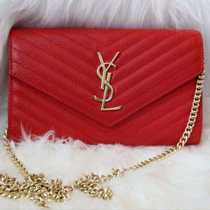 YSL Matelasse Quilted Grained Leather Envelope